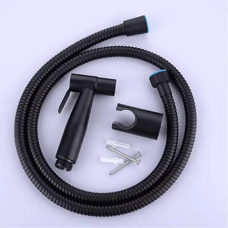 Toilet Fill Valve - Toiletten-Bidet-Armatur, Schwarzer Handbrause-Sprüher, Edelstahl-Badezimmer-Hand-Bidet-Sprüher-Set mit Schlauch,